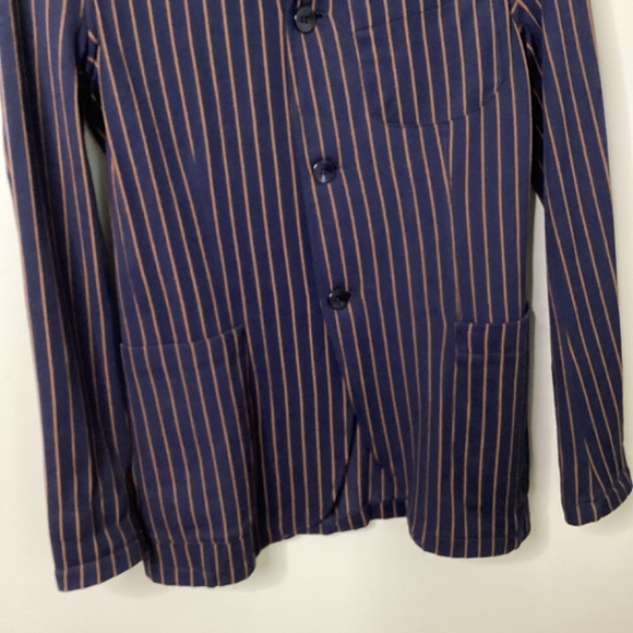 *FLAW* Boglioli Milano Womens Blazer Striped Fitted Medium *Small hole in front - Picture 3 of 11